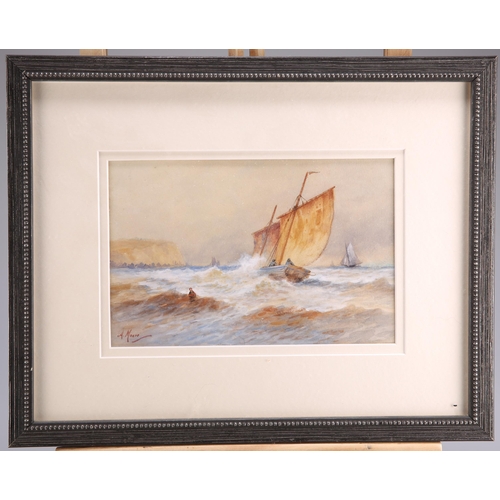 2122 - A MOORE (19TH/EARLY 20TH CENTURY) PAIR OF VIEWS OF BOATS OFF THE COAST Signed
Watercolour(Each 14cm ... 