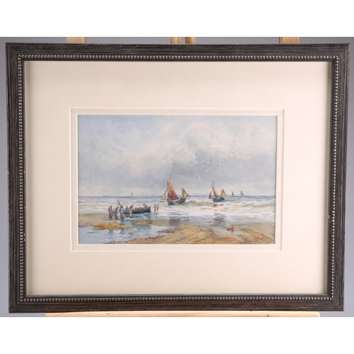 2122 - A MOORE (19TH/EARLY 20TH CENTURY) PAIR OF VIEWS OF BOATS OFF THE COAST Signed
Watercolour(Each 14cm ... 