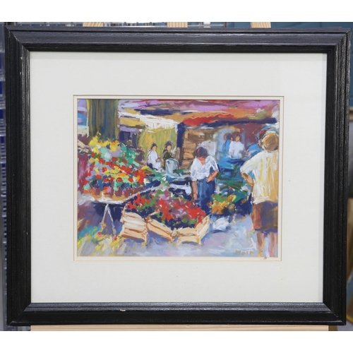 2125 - ‡ JOHN HOLT (BORN 1949) FLOWER STALL Signed
Pastel
 (28cm x 35cm)