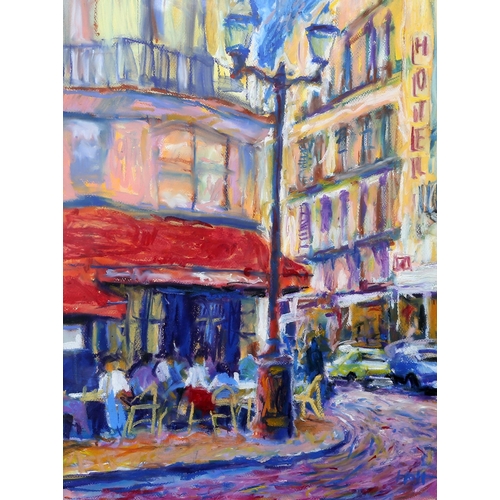 2128 - ‡ JOHN HOLT (BORN 1949) OUTSIDE THE CAFE, FRANCE Signed
Pastel
 
 (60cm x 45cm)... 