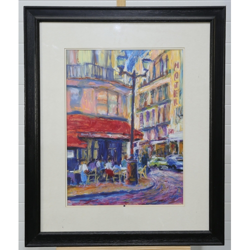 2128 - ‡ JOHN HOLT (BORN 1949) OUTSIDE THE CAFE, FRANCE Signed
Pastel
 
 (60cm x 45cm)... 