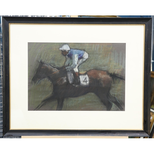 2134 - ‡ ROGER McCLEAN (CONTEMPORARY) IN THE RACE Signed Roger McClean dated 1989
Chalk and crayon(34cm x 4... 