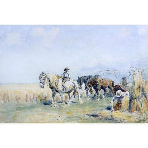 2146 - NATHANIEL HUGHES JOHN BAIRD (1865-1935) CUTTING THE HAY Monogrammed
Watercolour(36cm x 53cm)... 