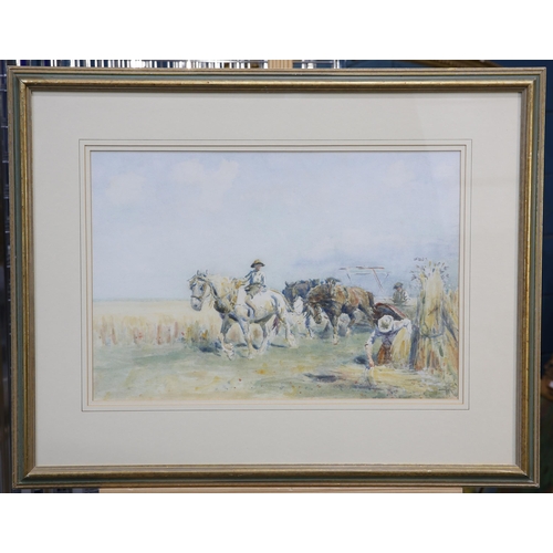 2146 - NATHANIEL HUGHES JOHN BAIRD (1865-1935) CUTTING THE HAY Monogrammed
Watercolour(36cm x 53cm)... 