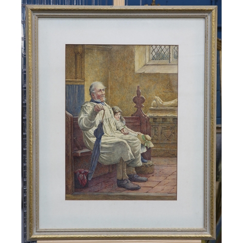 2153 - HENRY M TERRY (FL 1879-1920) GRANDFATHER AND GRANDDAUGHTER AT CHURCH Signed
Watercolour(50cm x 36cm)... 