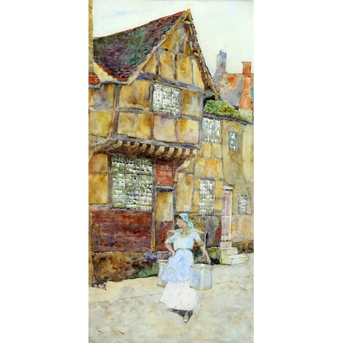 2157 - DAVID WOODLOCK (1842-1929) A MILKMAID ON MILL STREET, WARWICK Signed
Watercolour(34.5cm x 17.5cm)Wit... 