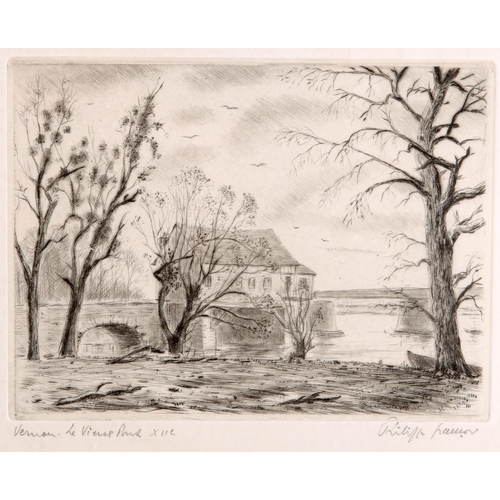 2175 - FRENCH SCHOOL (20TH CENTURY) BRIDGE LANDSCAPE Indistinctly signed
Etching
Sold together with a 19th ... 