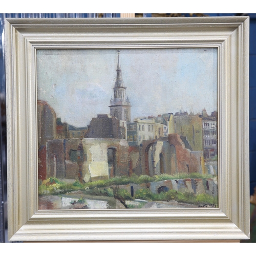 2192 - ‡ DOROTHY KING RBA (1907-1990) ST MARY LE BOW, FROM THE SITE OF THE OLD CITY OF LONDON Signed
Oil on... 