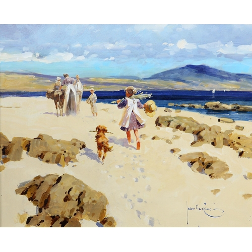 2196 - ‡ JOHN HASKINS (BRITISH CONTEMPORARY) BEACH SCENE Signed
Oil on board
 (48cm x 59cm)... 