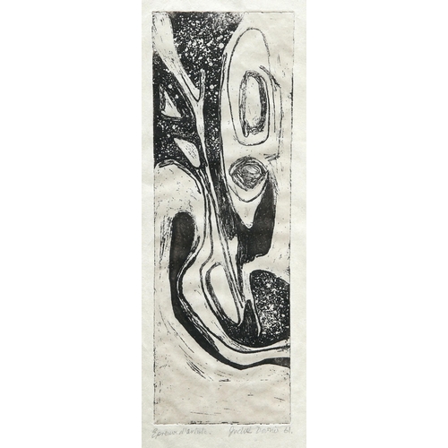 2198 - ‡ JUDITH DOWNIE (BORN 1936) ABSTRACT Signed and dated (19)61
Etching
 (22.5cm x 7.5cm)... 