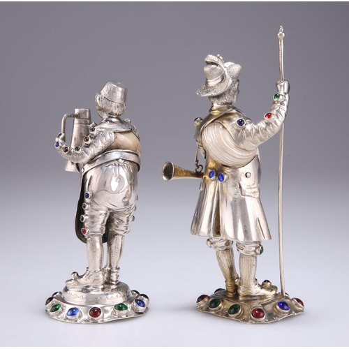 1049 - TWO GERMAN SILVER, MOTHER-OF-PEARL AND 'JEWELLED' FIGURES by B. Neresheimer & Sohne, Hanau, c.18... 