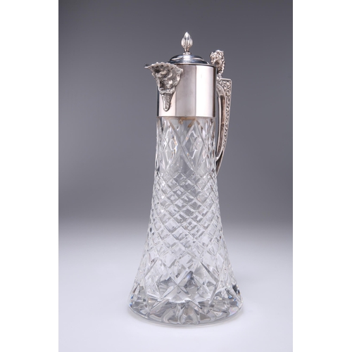 1399 - AN ELIZABETH II SILVER-MOUNTED GLASS CLARET JUG maker R.T, Sheffield 1977, the silver mount with mas... 