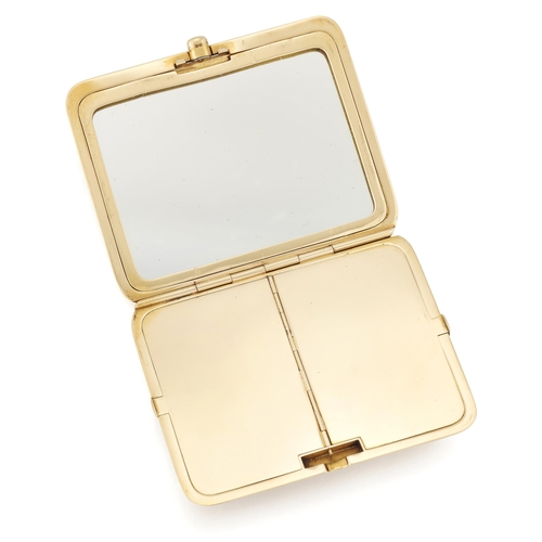 2029 - SAMPSON MORDAN & CO - AN EARLY 20TH CENTURY 18 CARAT GOLD COMPACT of cushion form with engine-turned... 