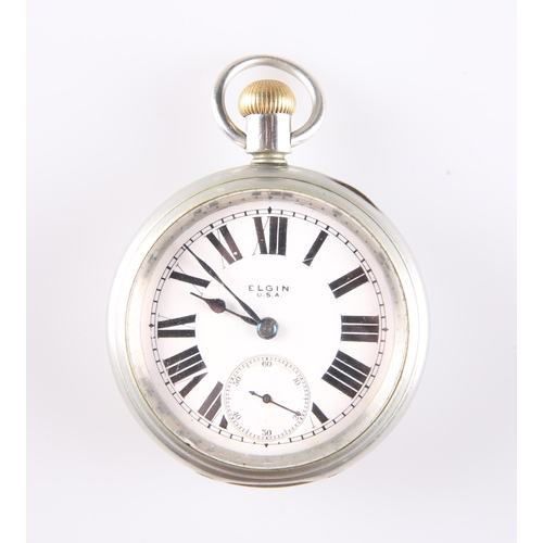 A STEEL ELGIN USA POCKET WATCH circular white enamel dial signed Elgin