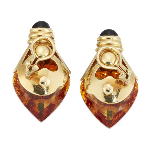 2478 - IN THE MANNER OF MARINA B - A PAIR OF ADAPTABLE GEMSTONE AND DIAMOND EARRINGS the set complete with ... 