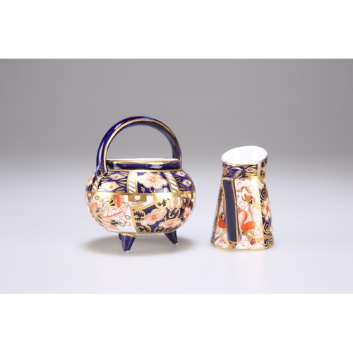 89 - TWO ROYAL CROWN DERBY IMARI MINIATURES comprising a censer and a jug, early 20th Century, red printe... 