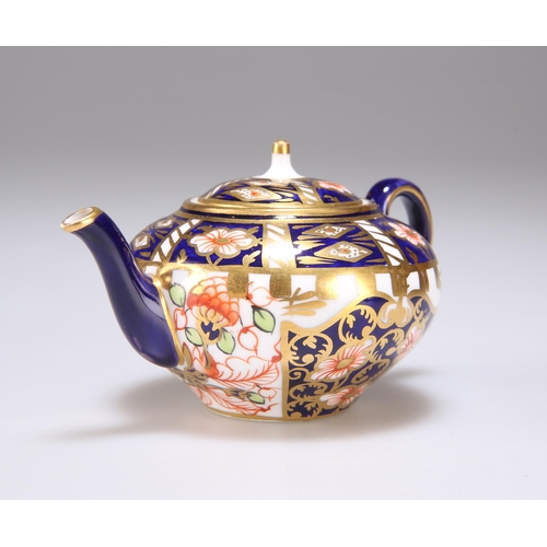 103 - A ROYAL CROWN DERBY IMARI PATTERN MINIATURE TEAPOT early 20th Century, red printed factory mark. 9.5... 