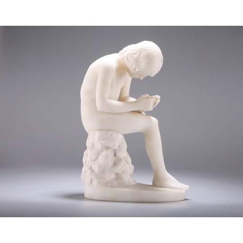 168 - AFTER THE ANTIQUE, BOY WITH THORN, ALSO CALLED 'SPINARIO' marble figure, 19th Century. 33cm high... 