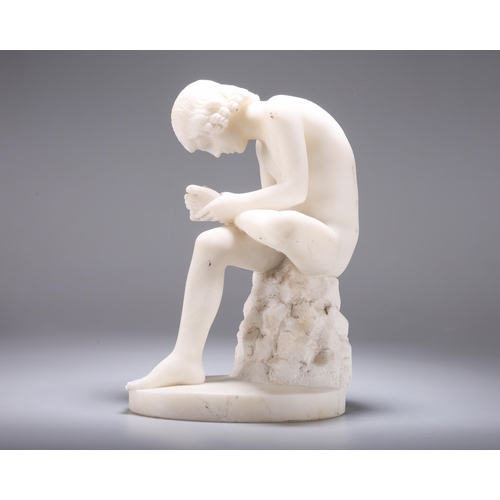 168 - AFTER THE ANTIQUE, BOY WITH THORN, ALSO CALLED 'SPINARIO' marble figure, 19th Century. 33cm high... 