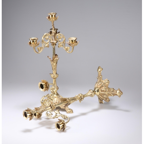 171 - A PAIR OF GILT-BRASS FOUR-LIGHT CANDELABRA, 20TH CENTURY each with leaf-clad scrolling branches. (2)... 