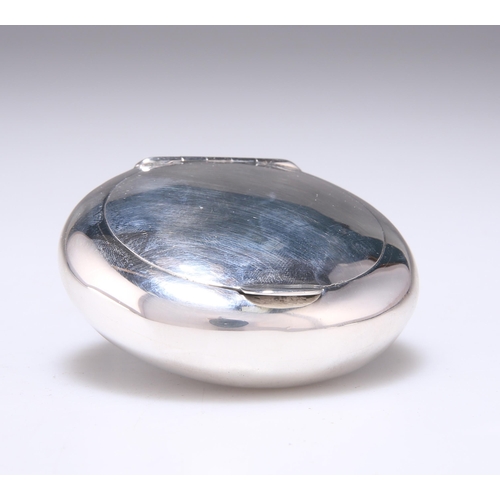 197 - A GEORGE V SILVER TOBACCO BOX by Arthur & John Zimmerman, Birmingham 1919, of plain oval form, t... 