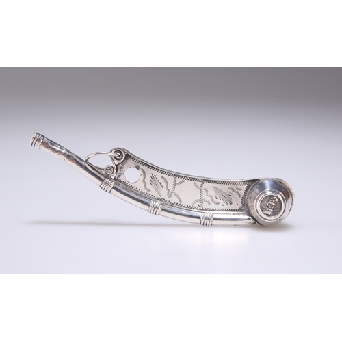 229 - A VICTORIAN SILVER BOSUN'S WHISTLE by Henry Hyde Aston, Birmingham 1862, of typical boatswain's call... 