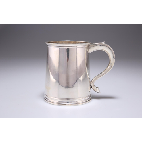 246 - A GEORGIAN STYLE SILVER PINT MUG by Adie Brothers Ltd, Birmingham 1948, plain straight-sided form, w... 