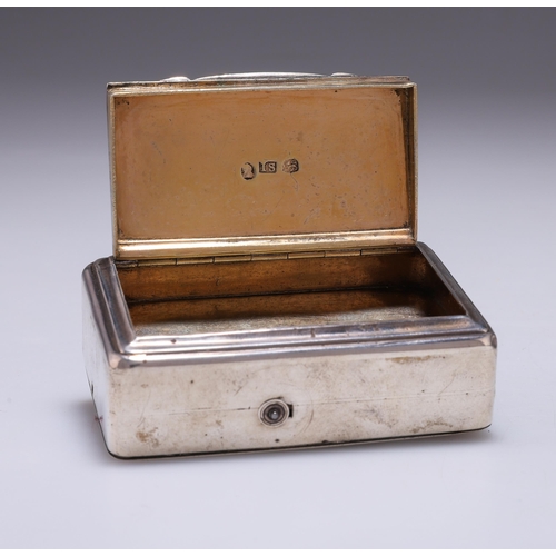 251 - A GEORGE III SILVER SNUFF BOX by John Shaw, Birmingham 1818, of plain rectangular form, the flush li... 