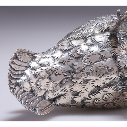 266 - PATRICK MAVROS: A PAIR OF SILVER SCULPTURES OF KNOB BILLED DUCKS by Patrick Mavros, Zimbabwe, modern... 