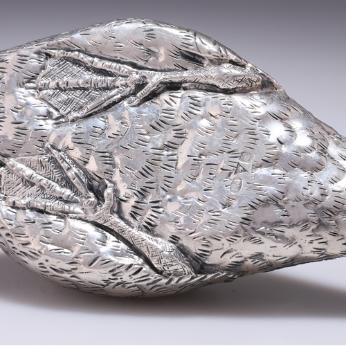 266 - PATRICK MAVROS: A PAIR OF SILVER SCULPTURES OF KNOB BILLED DUCKS by Patrick Mavros, Zimbabwe, modern... 