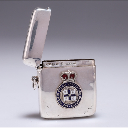 270 - A GEORGE VI SILVER AND ENAMEL VESTA CASE by Horton & Allday, Birmingham 1938, of plain form, wit... 