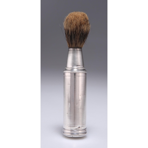 271 - A CONTINENTAL SILVER SHAVING BRUSH 800 standard, late 19th Century, with engine-turned ground, engra... 