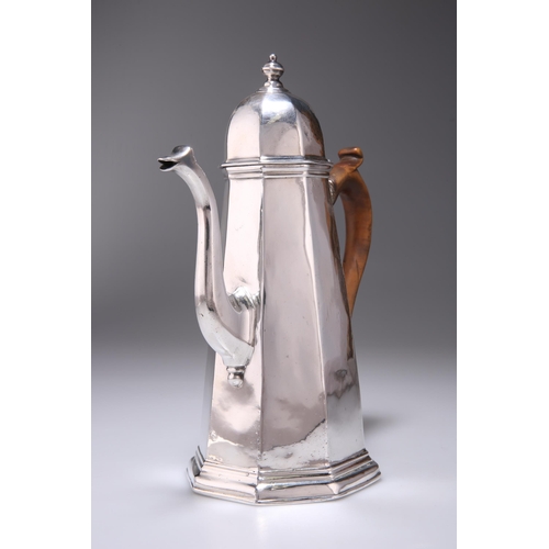 275 - A GEORGE I BRITANNIA STANDARD SILVER COFFEE POT by Richard Bayley, London 1719, octagonal form, with... 