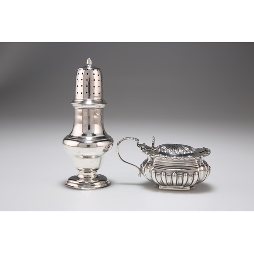 283 - A VICTORIAN SILVER SUGAR CASTER AND MUSTARD the caster by Samuel Roberts & Joseph Slater, Sheffi... 