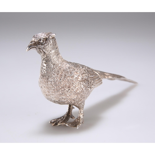 284 - AN ELIZABETH II SILVER MODEL OF A PHEASANT by Comyns of London Ltd, London 2006, cast with detailed ... 