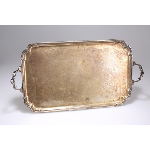 30 - A GEORGE VI SILVER TWIN-HANDLED TRAY by Roberts & Belk Ltd, Sheffield 1944, rectangular with sha... 