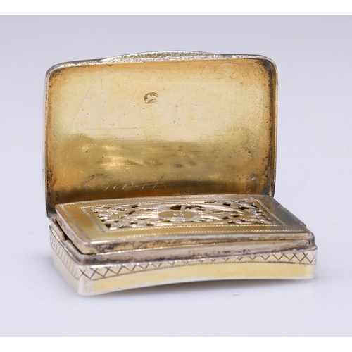 314 - A GEORGE III SILVER-GILT VINAIGRETTE by John Allen IV & Joshua Butler I, London 1802, rectangula... 