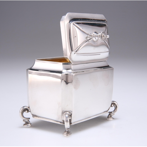 315 - A LATE VICTORIAN SILVER TEA CADDY by Walker & Hall, Sheffield 1900, of small proportions, rectan... 