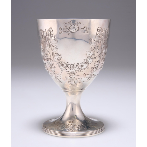 332 - A GEORGE III SILVER GOBLET, THE 