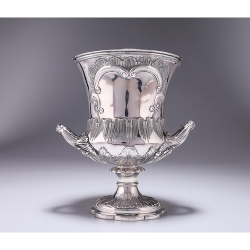 360 - A WILLIAM IV SILVER CUP by Richard Pearce & George Burrows, London 1834, campana shaped, chased ... 