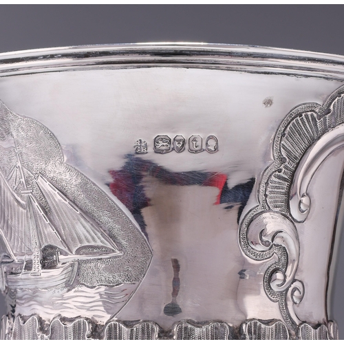 360 - A WILLIAM IV SILVER CUP by Richard Pearce & George Burrows, London 1834, campana shaped, chased ... 