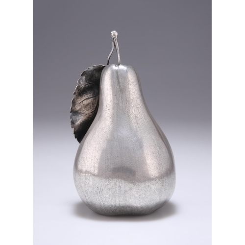 365 - AN ITALIAN SILVER NOVELTY TABLE LIGHTER by Mario Buccellati, in the form of a pear. 15cm high, 7 tro... 