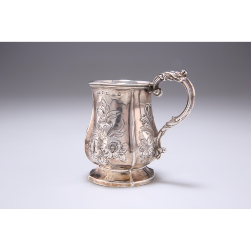 374 - A VICTORIAN SILVER CHRISTENING MUG by Hilliard & Thomason, Birmingham 1862, chased with flowers,... 