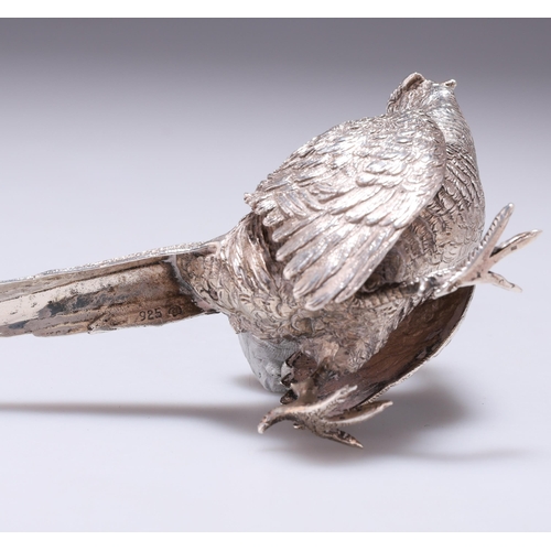 379 - A CONTINENTAL SILVER MODEL OF A PHEASANT probably German, stamped 925 and with an indistinct mark. 1... 