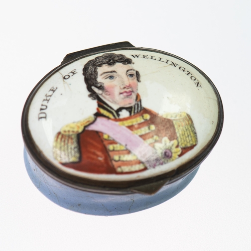 396 - A GROUP OF FOUR ENAMEL'WELLINGTON' PATCH BOXES the hinged covers enamelled with portraits of 'Wellin... 