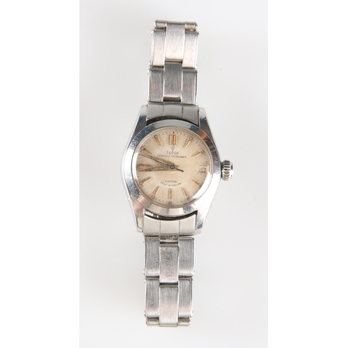 402 - A VINTAGE TUDOR PRINCESS-OYSTERDATE ROTOR SELF-WINDING WATCH stainless steel case with strap signed ... 