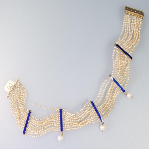 411 - TWO NECKLACES comprising a triple strand crystal bead necklace, 50cm long; and a simulated pearl col... 