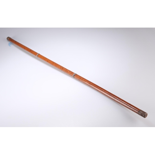 549 - A 19TH CENTURY NOVELTY THREE-PART WALKING CANE with an ink holder top, a pencil and an ink pen, all ... 