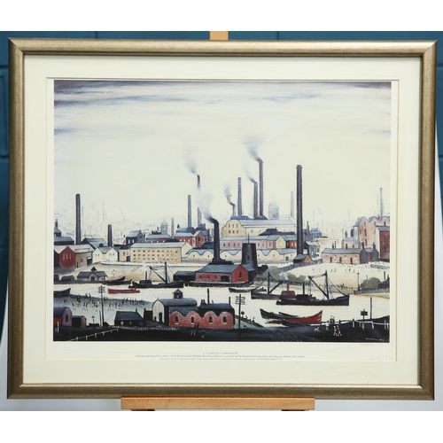 555 - ‡ AFTER LAURENCE STEPHEN LOWRY (1887-1976) A RIVER BANK Limited edition print numbered 498/850 in pe... 