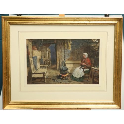 568 - ELIAS MOLLINEAUX BANCROFT (1846-1924) COTTAGE INTERIOR, SHETLAND Signed and titled
Watercolour(22.5c... 